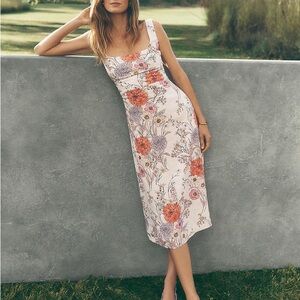 Ann Taylor Petite Floral Linen Blend Dress